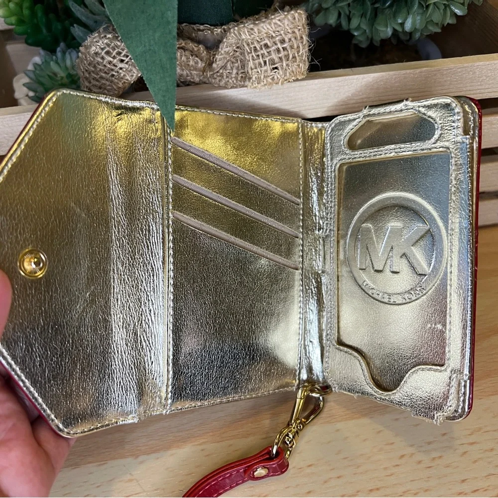 Michael Kors Red/Gold Phone Wallet